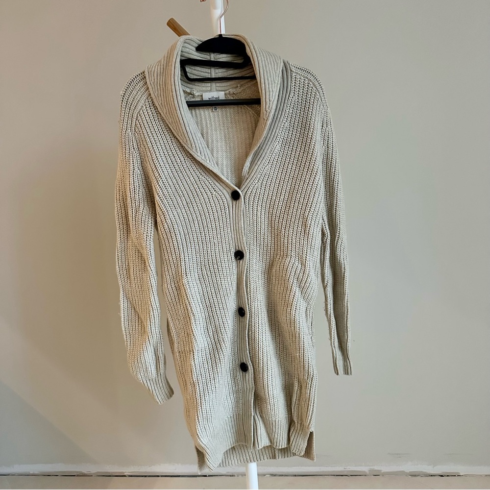 Aritzia Wilfred Long Ribbed Knit Cardigan